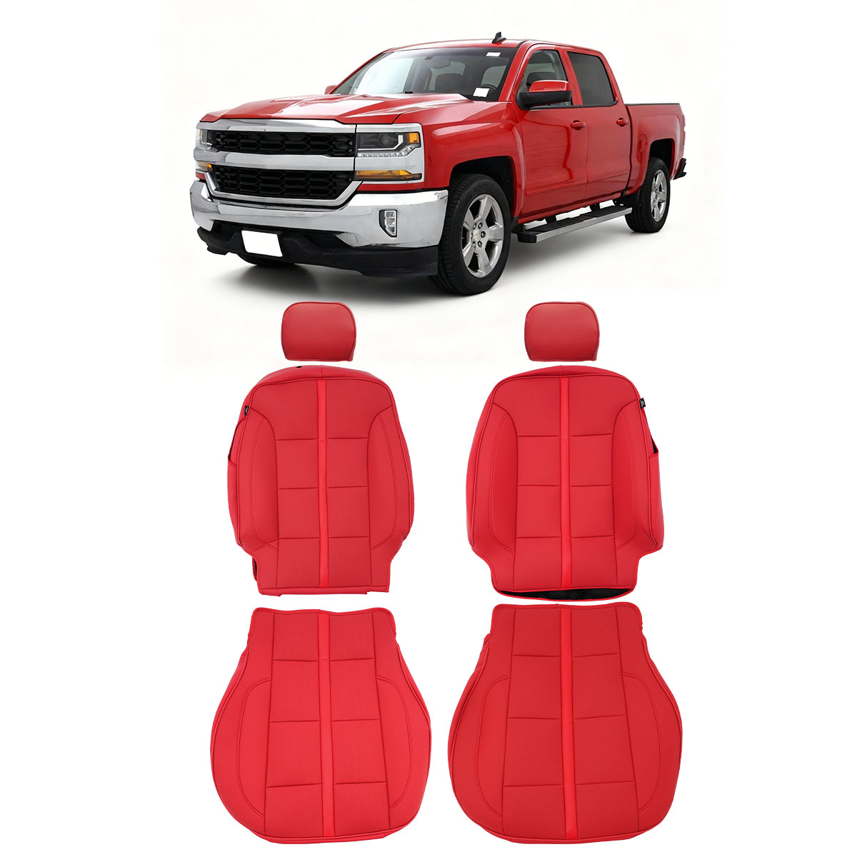 Front Row Seat Covers for Chevy Silverado GMC Sierra 1500 2014-2018 Red