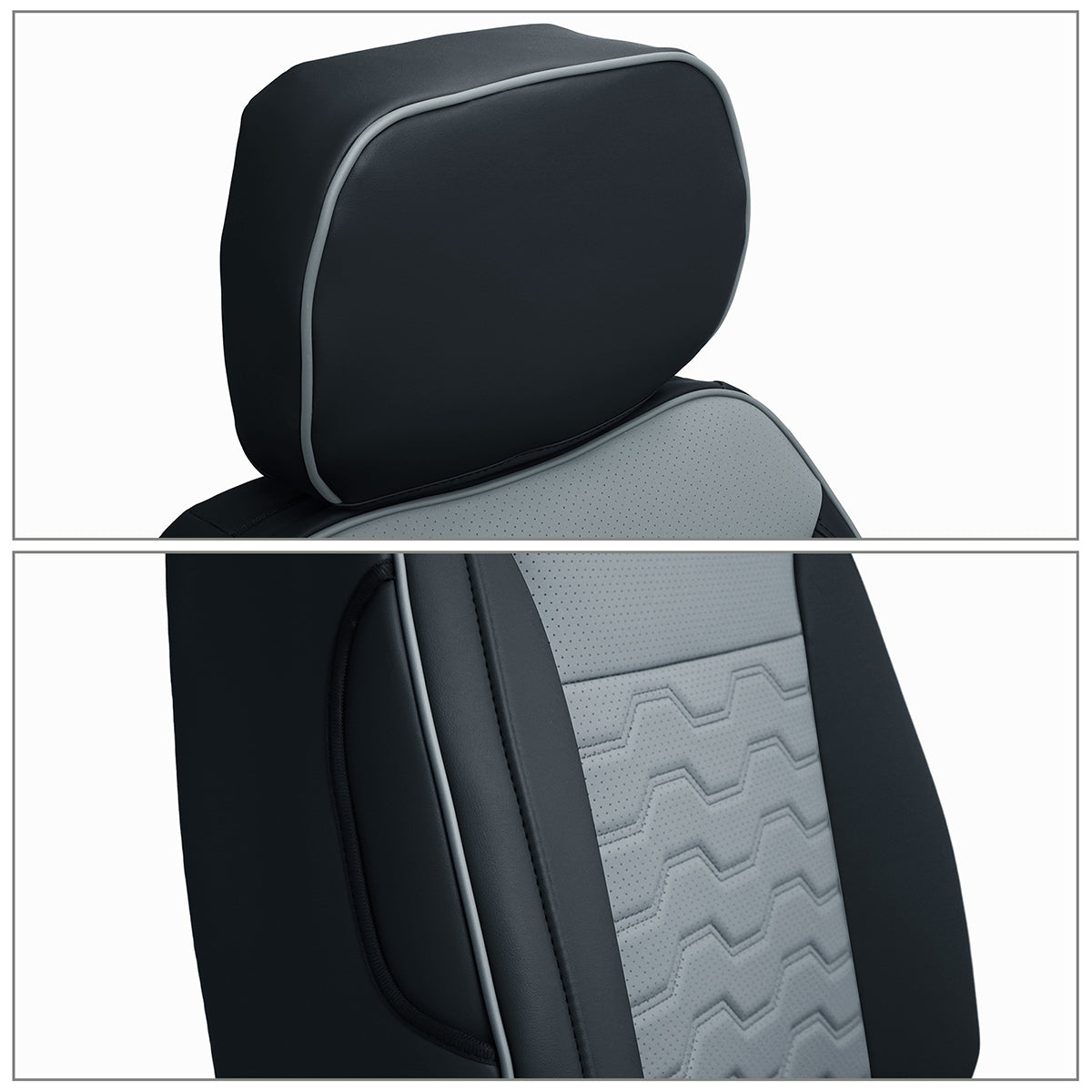 Front Seat Covers for Silverado Sierra 1500 2500 3500 2019-2026 Black&Gray