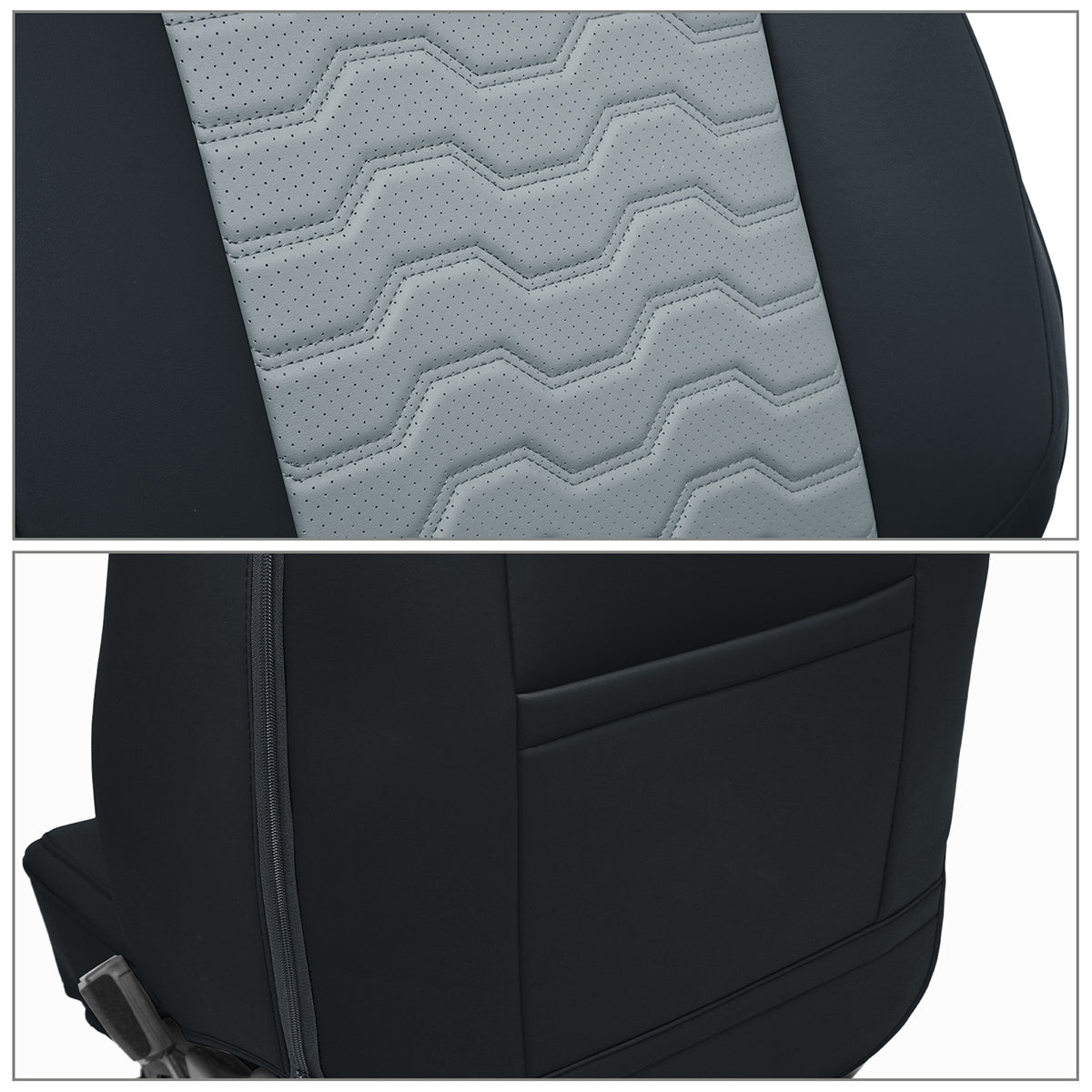 Front Seat Covers for Silverado Sierra 1500 2500 3500 2019-2026 Black&Gray