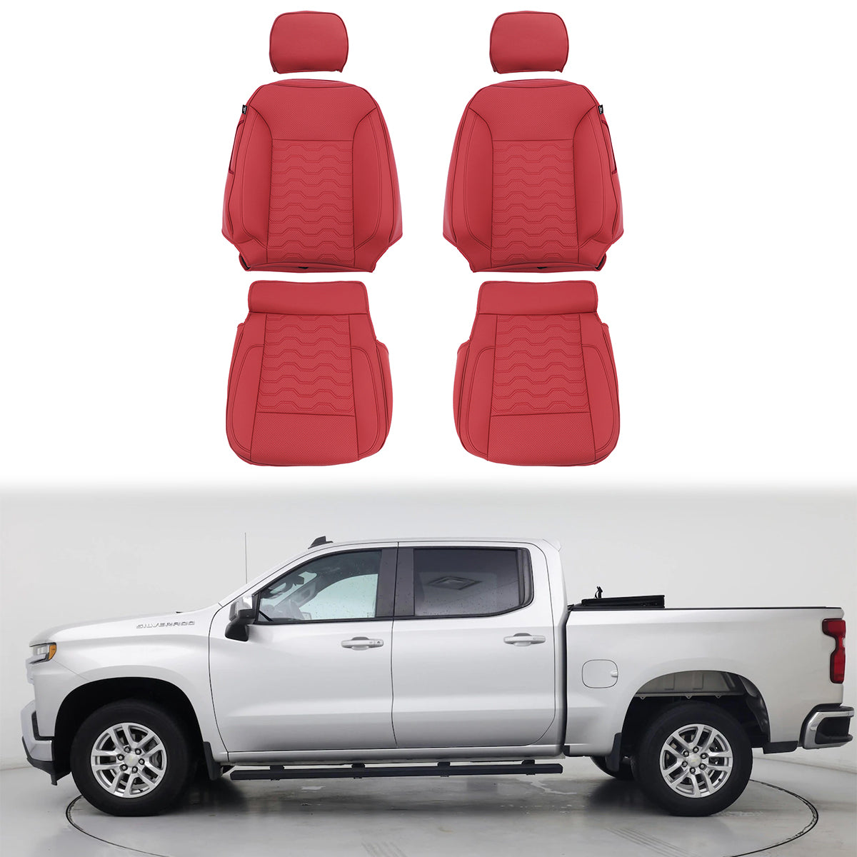 Front Seat Covers for Silverado Sierra 1500 2500HD 3500HD 2019-2026 Red
