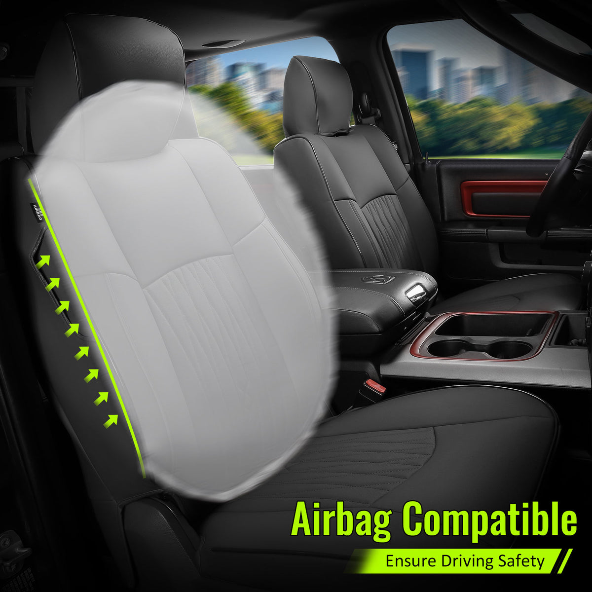 Seat Covers Full Set for Ram 1500 2013-2025 & Ram 2500 3500 2013-2026 Black