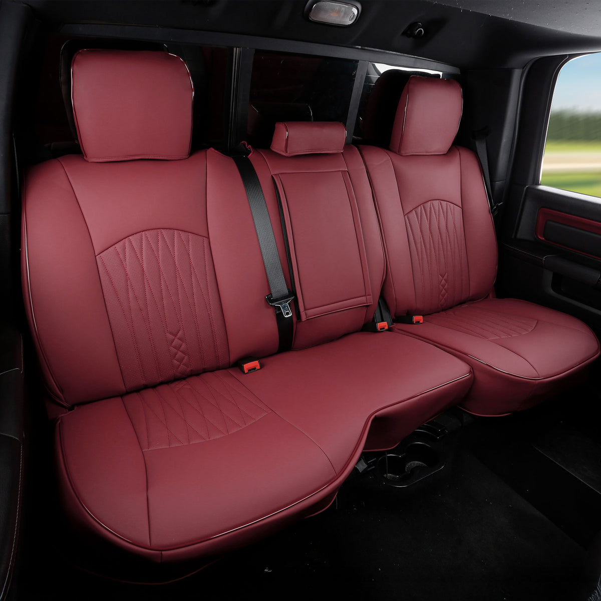 Seat Covers Full Set for Ram 1500 2013-2025 & Ram 2500 3500 2013-2026 Red