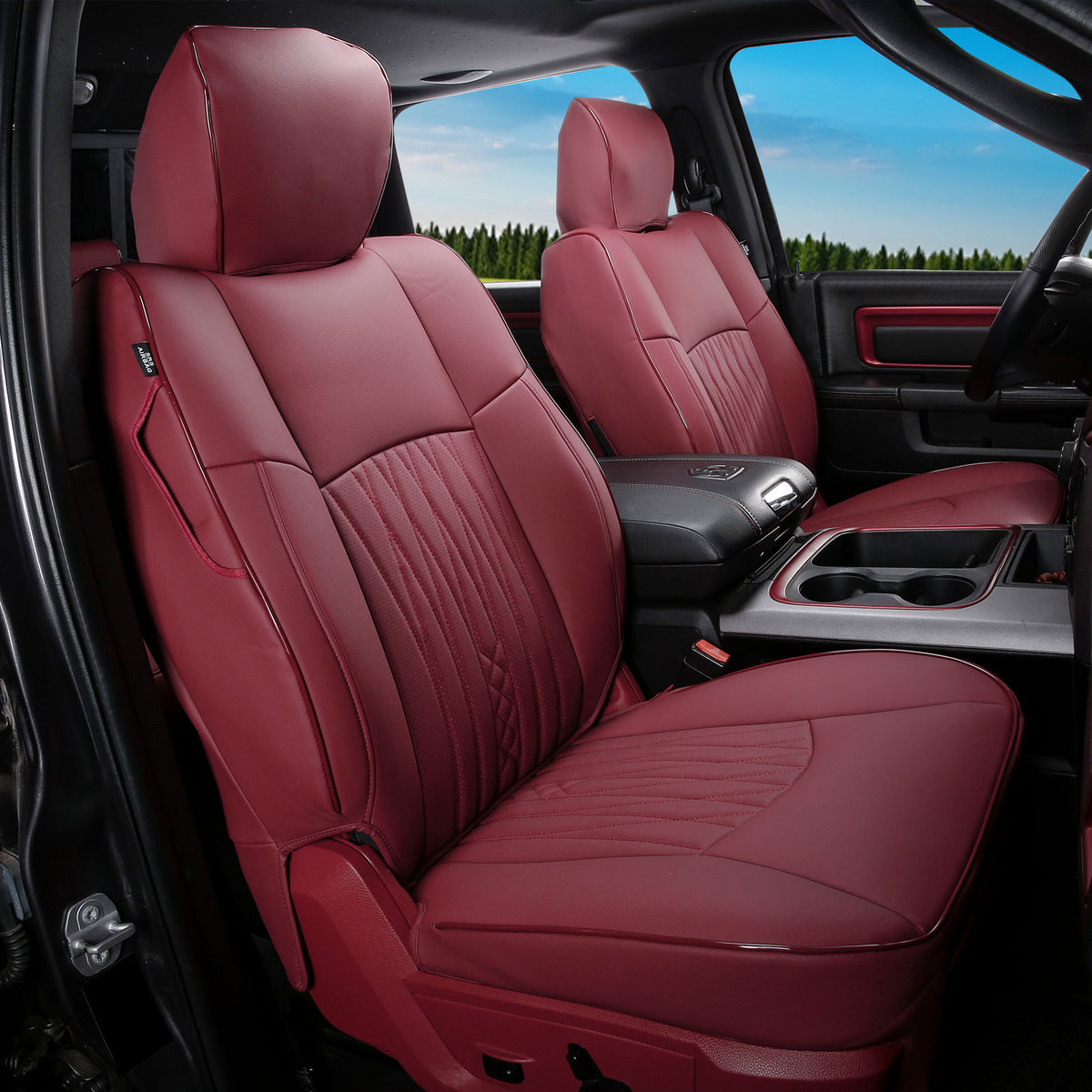 2013-2025 Ram 1500 2013-2026 2500 3500 Front Seat Covers Protector Red