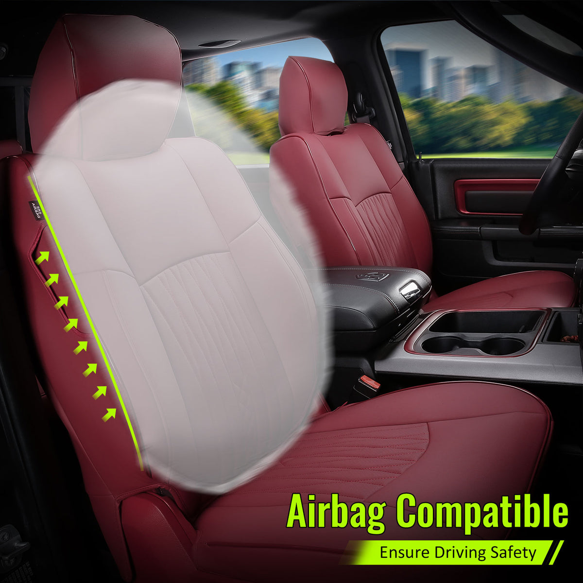 2013-2025 Ram 1500 2013-2026 2500 3500 Front Seat Covers Protector Red