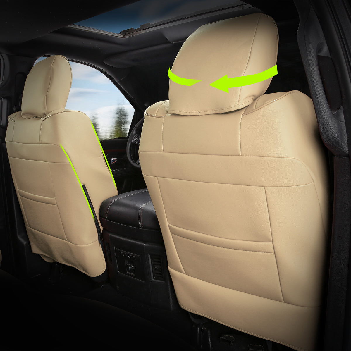 2019-2026 Ram 1500 Crew Cab Pickup Seat Cover Full Set Protector Beige