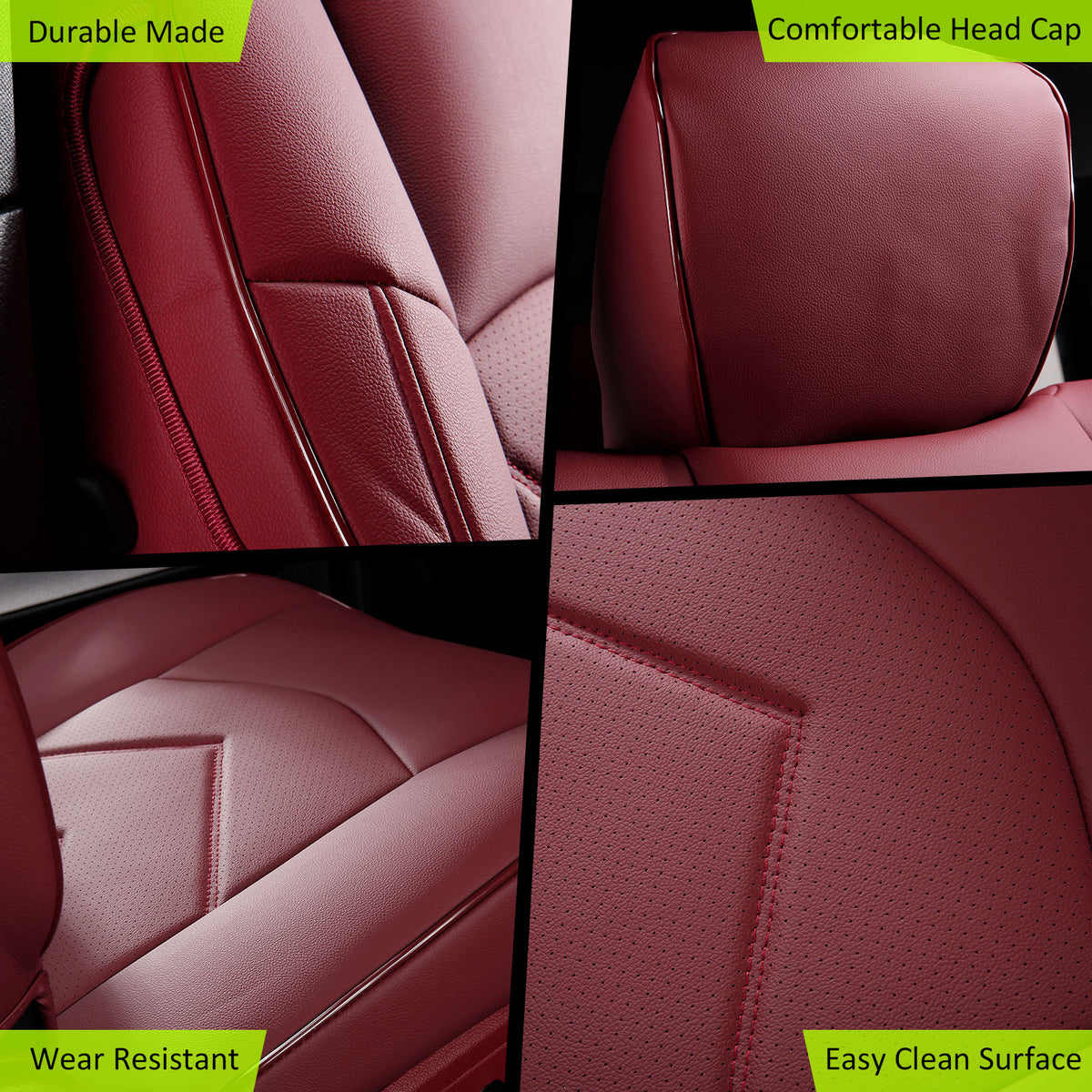 Front Row Seat Covers for Ram 1500 Crew Cab Pickup 2019-2026 Red Protector