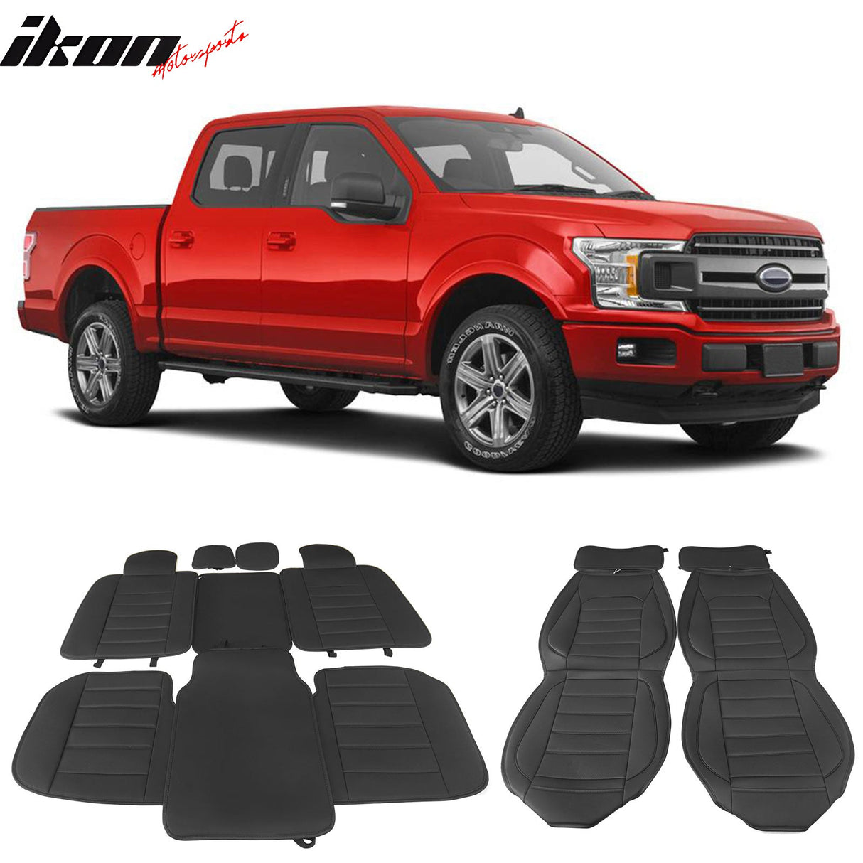 2009-2025 Ford F150 Crew Cab PU Leather Car Seat Cover w/ Pocket