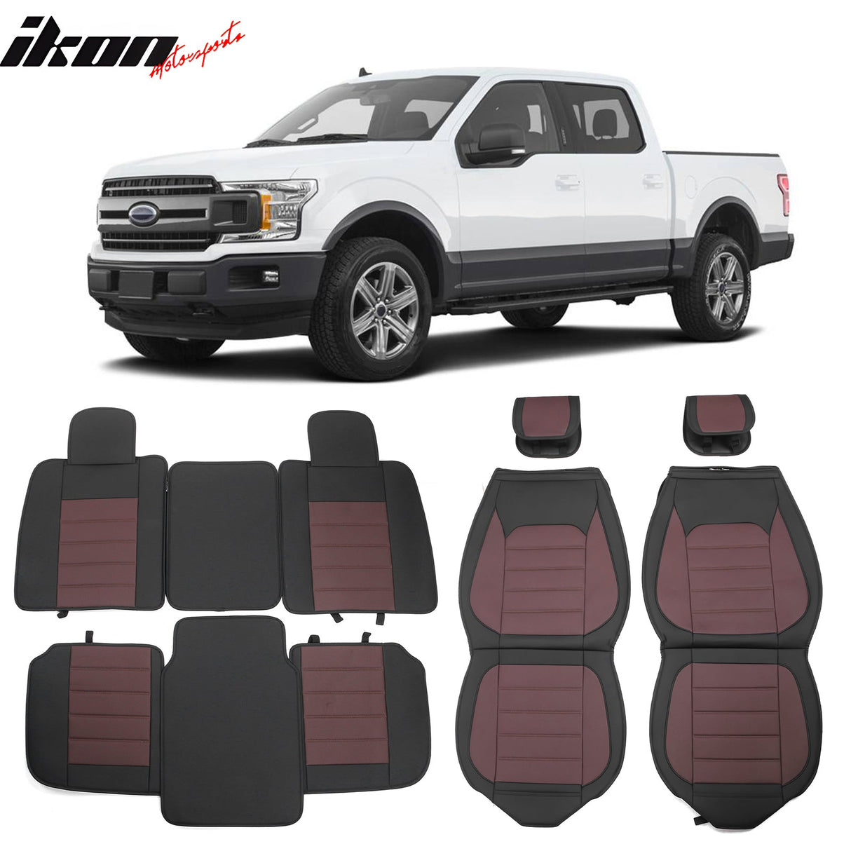 2009-2025 Ford F150 Crew Cab PU Leather Car Seat Cover w/ Pocket