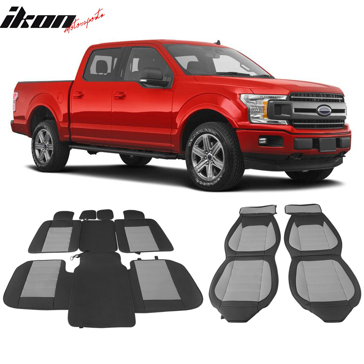 2009-2025 Ford F150 Crew Cab PU Leather Car Seat Cover w/ Pocket