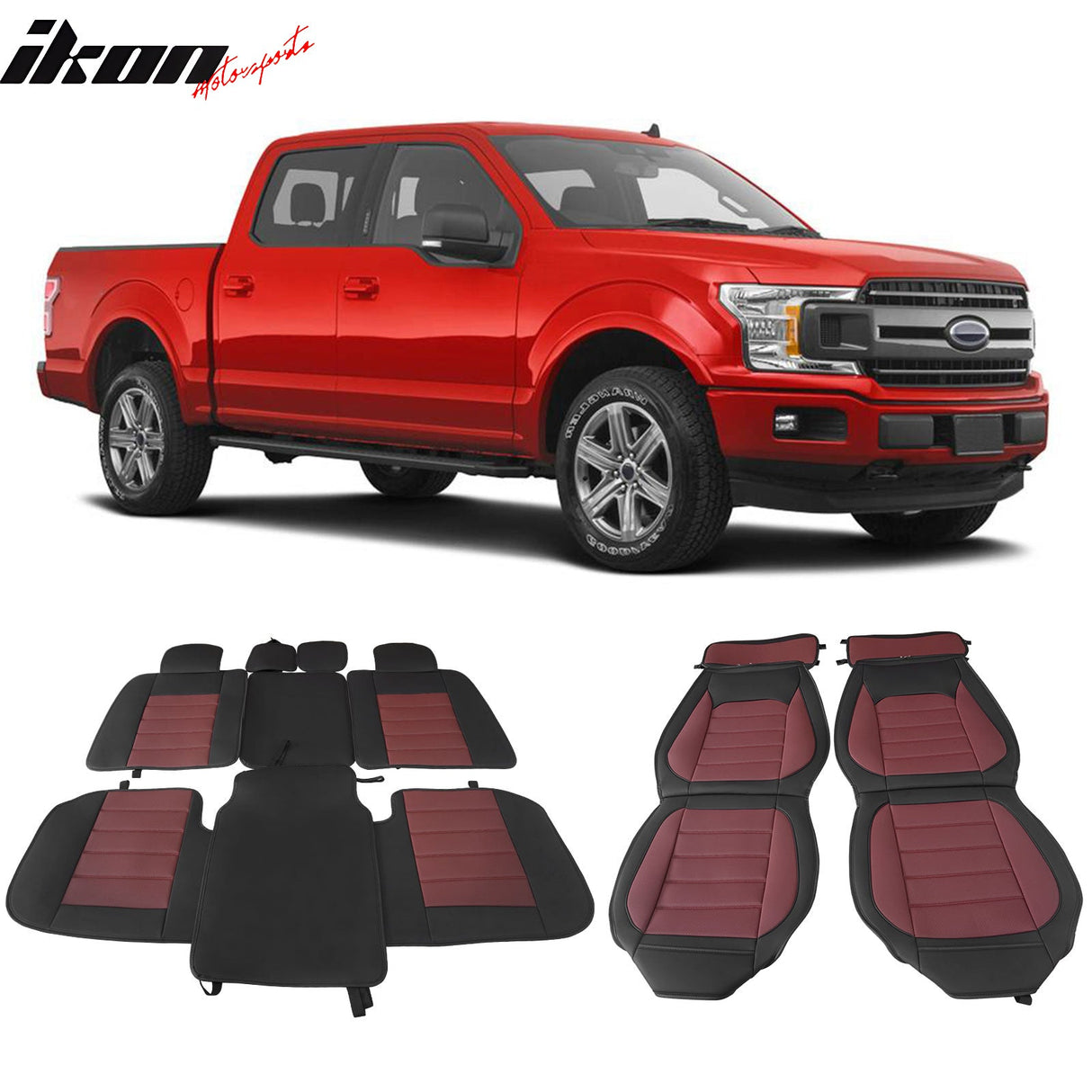 2009-2025 Ford F150 Crew Cab PU Leather Car Seat Cover w/ Pocket