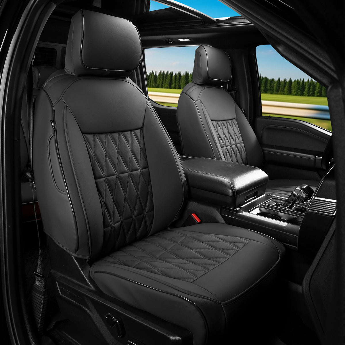 Seat Covers for Ford F150 2015-2020 & F250 F350 F450 Crew Cab 17-22 Black