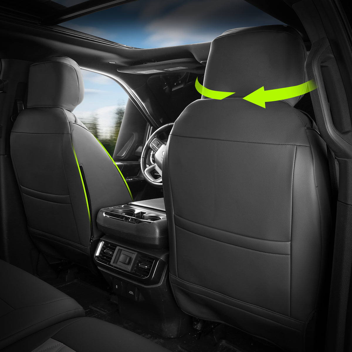 Seat Cover for Ford F150 2015-2020 & F250-F450 Crew Cab 2017-2022 Black&Gray