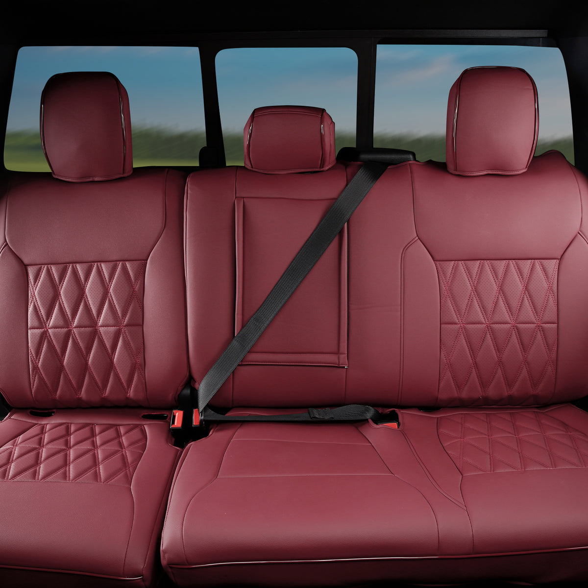 Seat Covers Full Set for Ford F150 2015-2020 & F250 F350 F450 Crew 17-22 Red