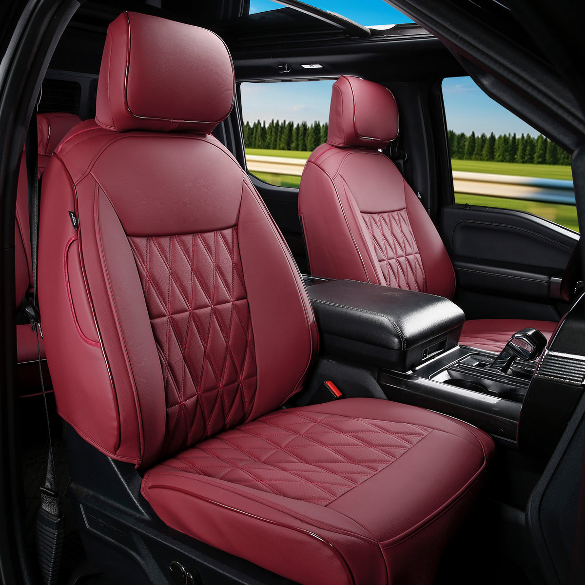 Front Seat Cover for Ford F150 2015-2020 & F250 F-50 F450 Crew Cab 17-22 Red
