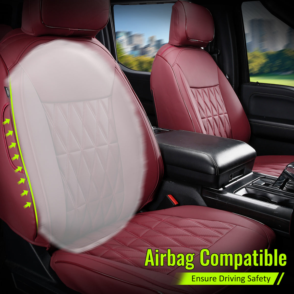 Front Seat Cover for Ford F150 2015-2020 & F250 F-50 F450 Crew Cab 17-22 Red