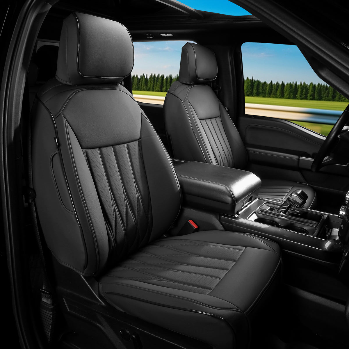 Seat Covers for Ford F150 2021-2026 & F250 F350 F450 Crew Cab 22-25 Black