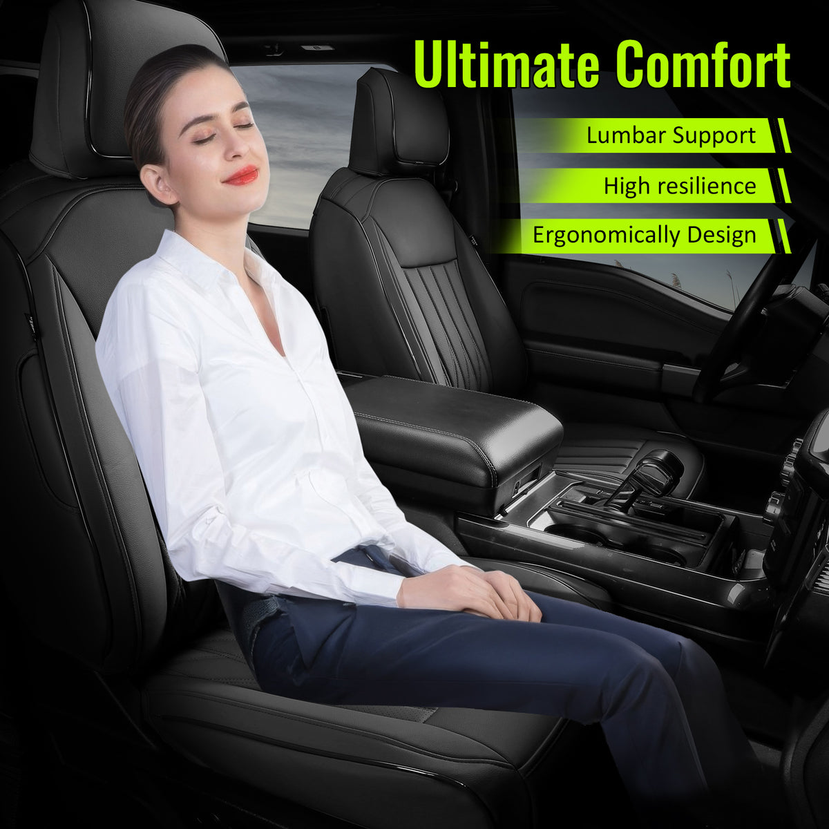 Seat Covers for Ford F150 2021-2026 & F250 F350 F450 Crew Cab 22-25 Black