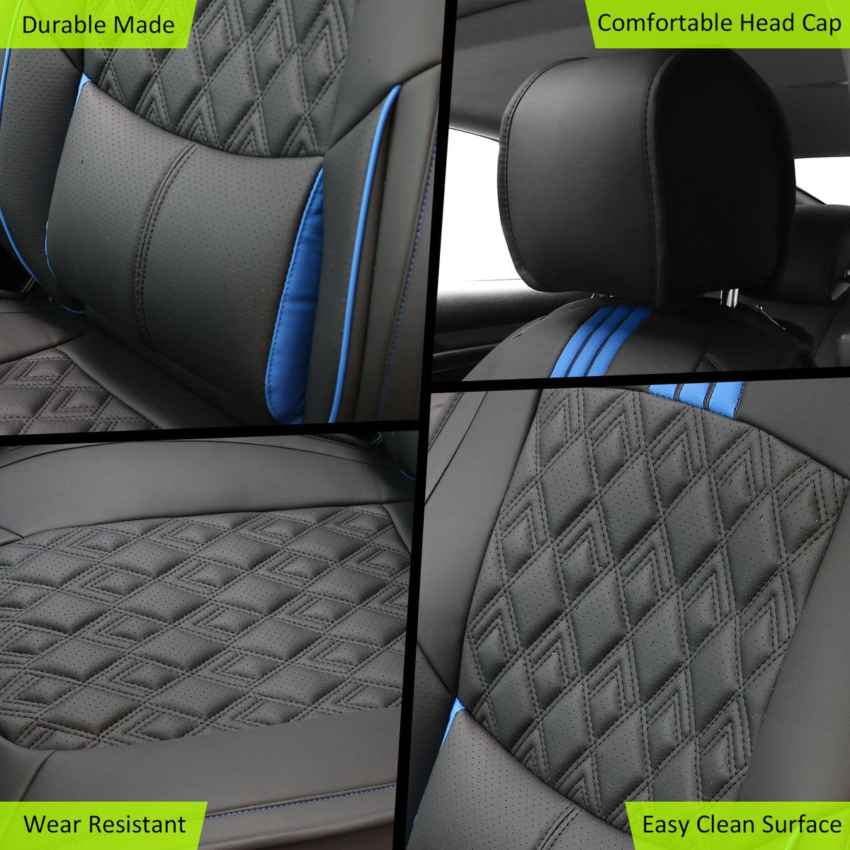 2016-2021 Honda Civic Seat Covers PU Leather Car Cushion w/ Lumbar