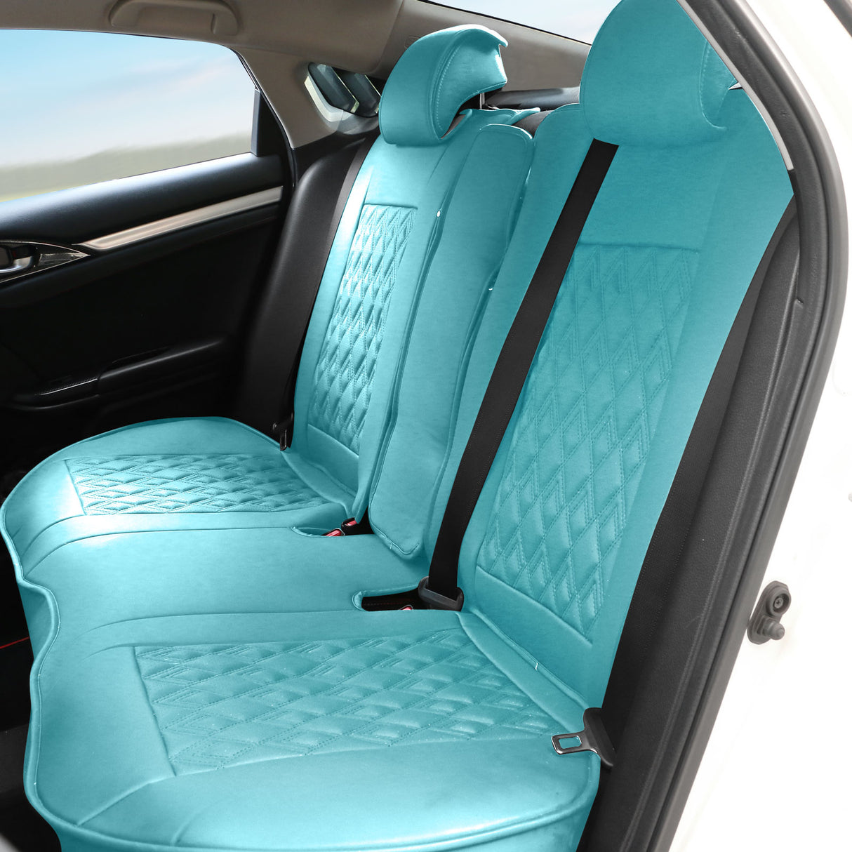 2016-2021 Honda Civic Seat Covers PU Leather Car Cushion w/ Lumbar