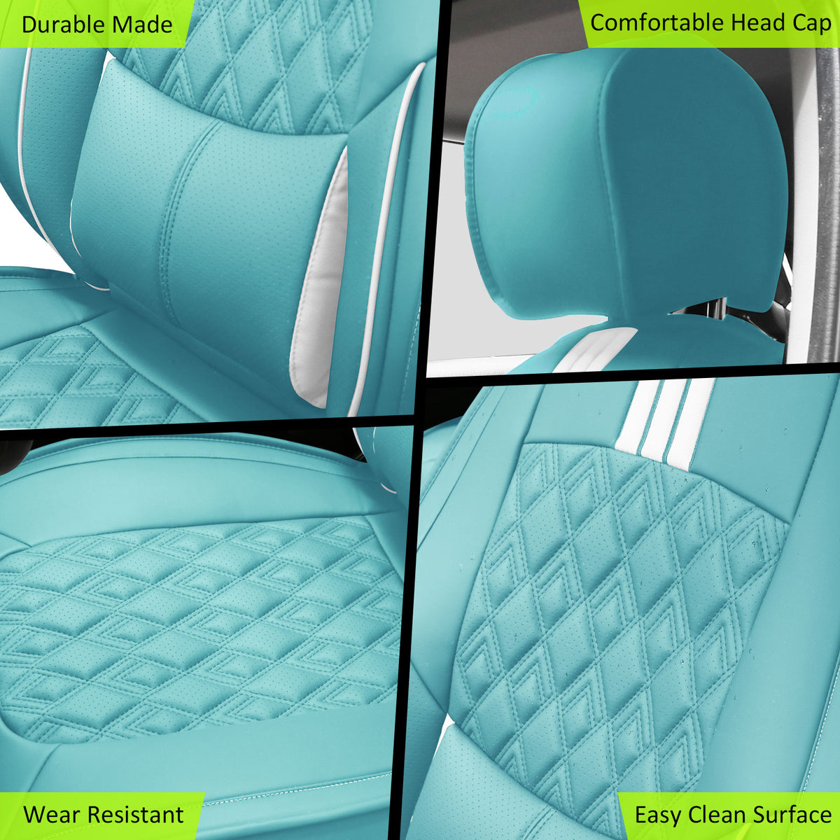 2016-2021 Honda Civic Seat Covers PU Leather Car Cushion w/ Lumbar