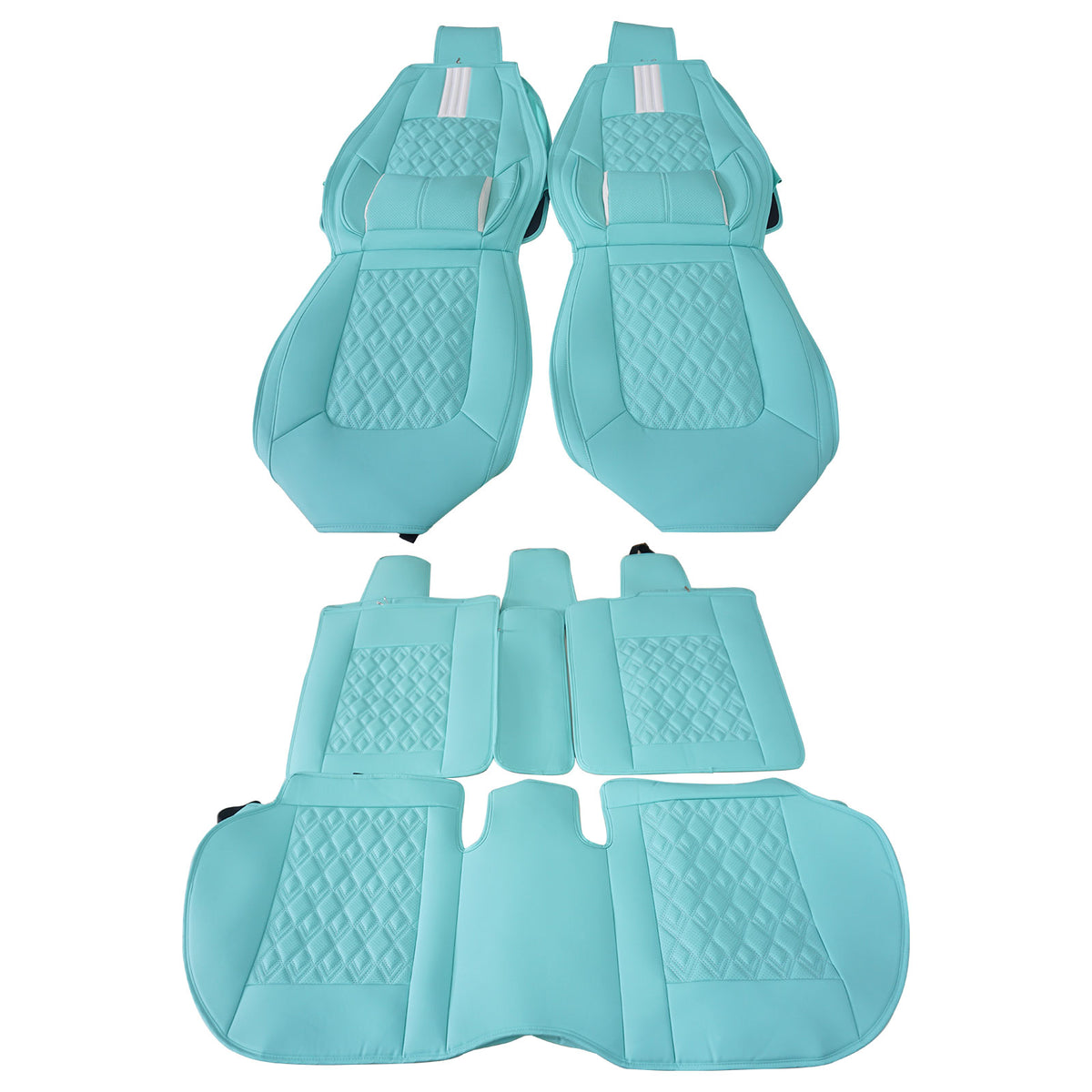 2016-2021 Honda Civic Seat Covers PU Leather Car Cushion w/ Lumbar