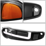 01-07 GMC Sierra / Yukon Denali LED DRL Headlights 4PC Black/Amber