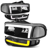 01-07 GMC Sierra / Yukon Denali LED DRL Headlights 4PC Black