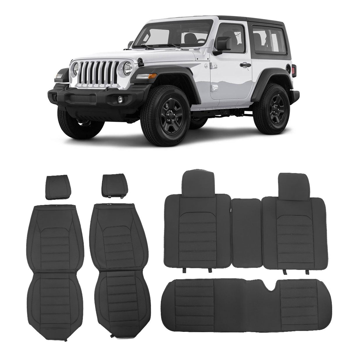 2007-2025 Jeep Wrangler JK JL Leather Car Seat Cover w/ Pocket