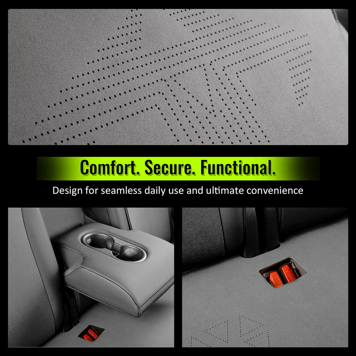 2017-2023 Tesla Model 3 Seat Covers Cushions V1 Suede Leather