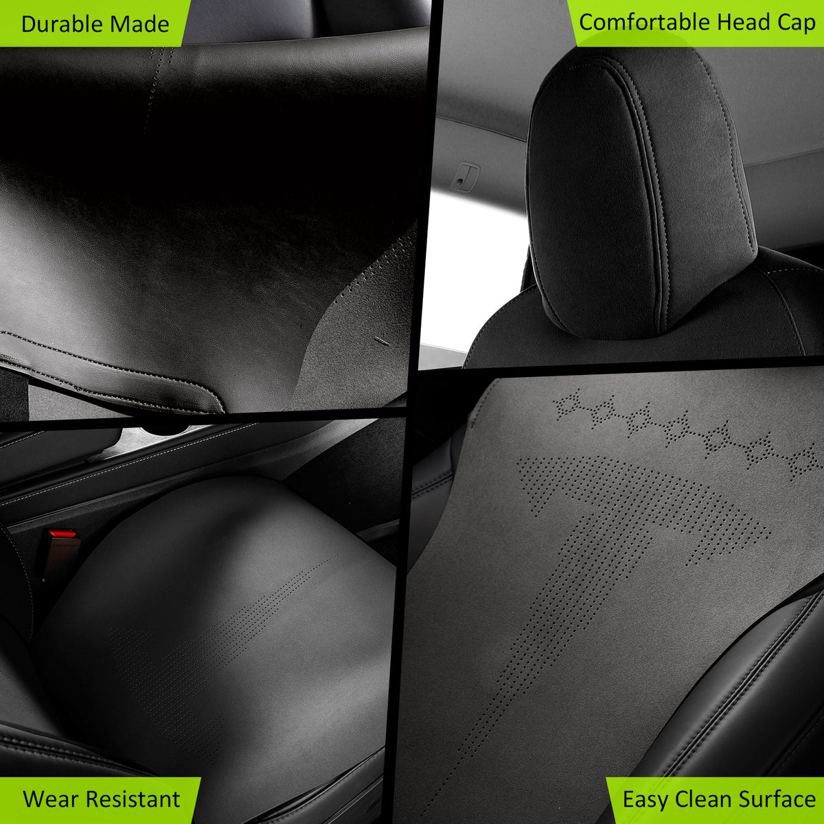 2017-2023 Tesla Model 3 Seat Covers Cushions V2 Suede Leather