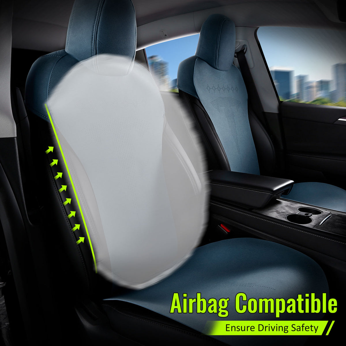 2017-2023 Tesla Model 3 Seat Covers Cushions V2 Suede Leather