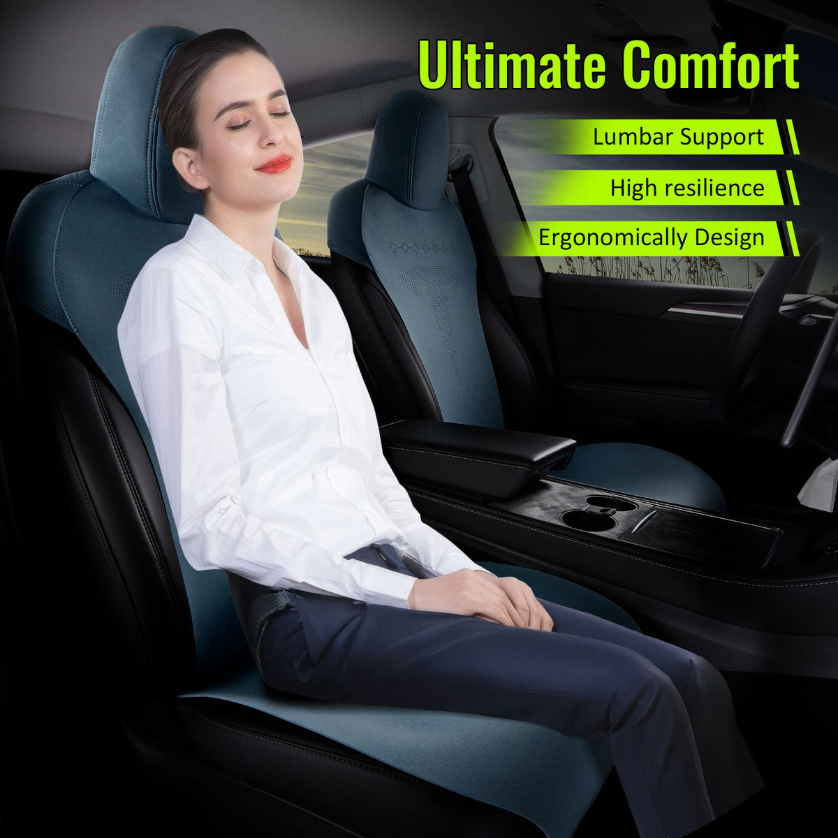 2017-2023 Tesla Model 3 Seat Covers Cushions V2 Suede Leather