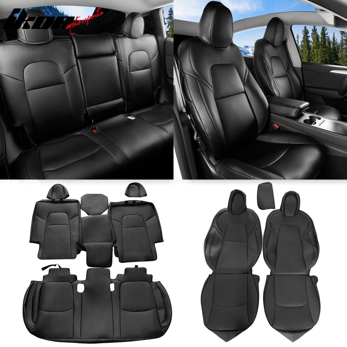 2020-2024 Tesla Model Y Front Rear 5-Seat Seat Covers Leather