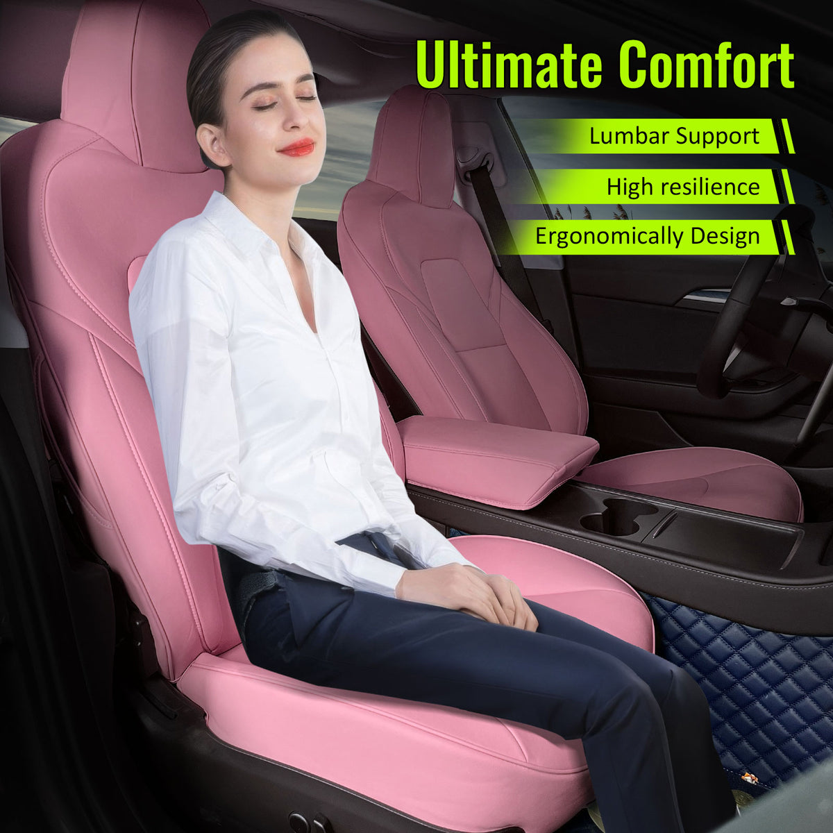 2020-2024 Tesla Model Y Front Rear 5-Seat Seat Covers Leather