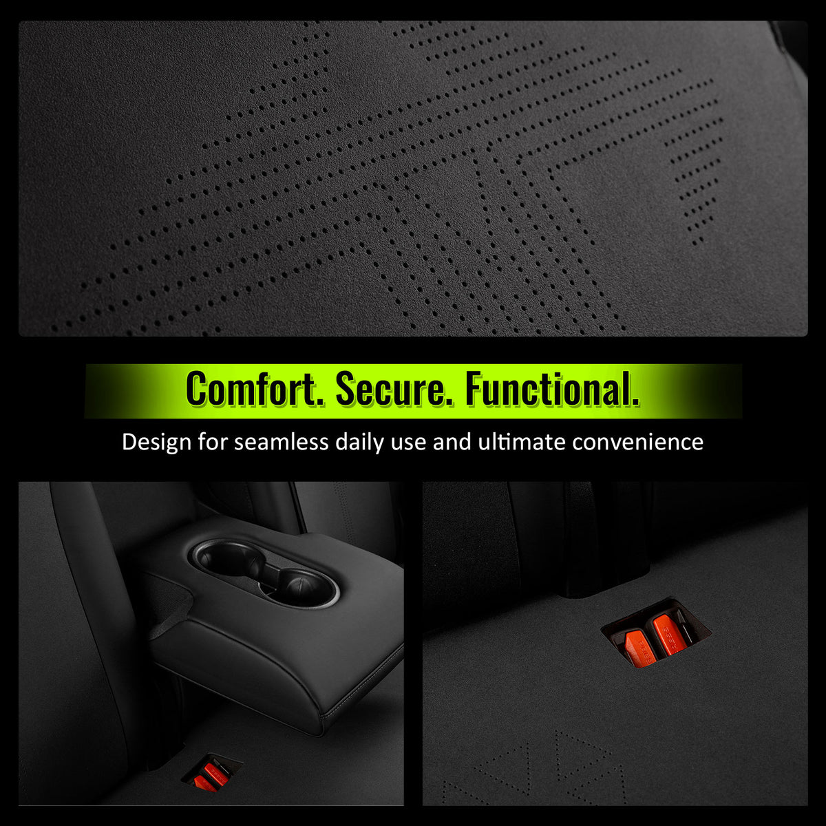 2020-2024 Tesla Model Y Seat Covers Cushions V1 Suede Leather