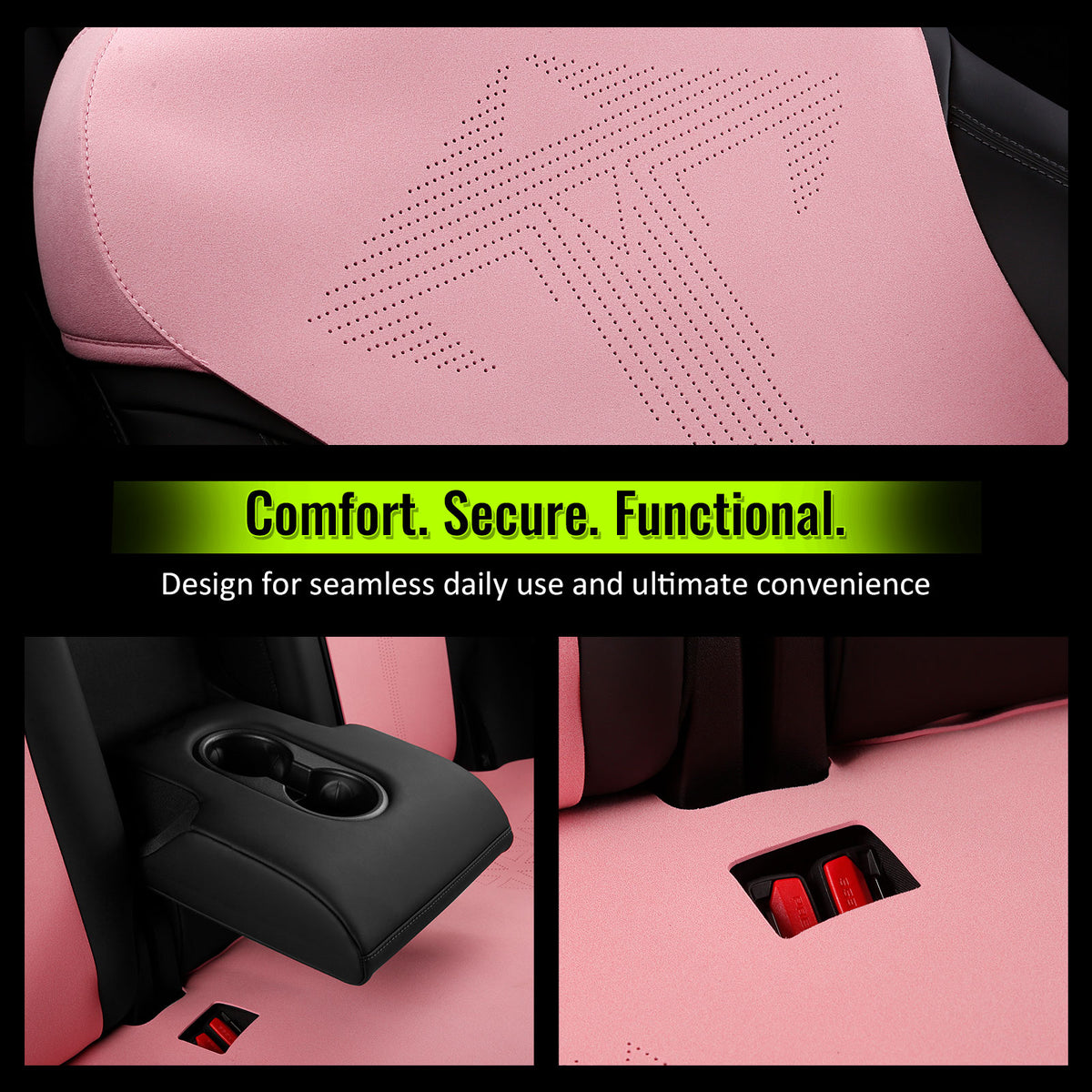 2020-2024 Tesla Model Y Seat Covers Cushions V1 Suede Leather