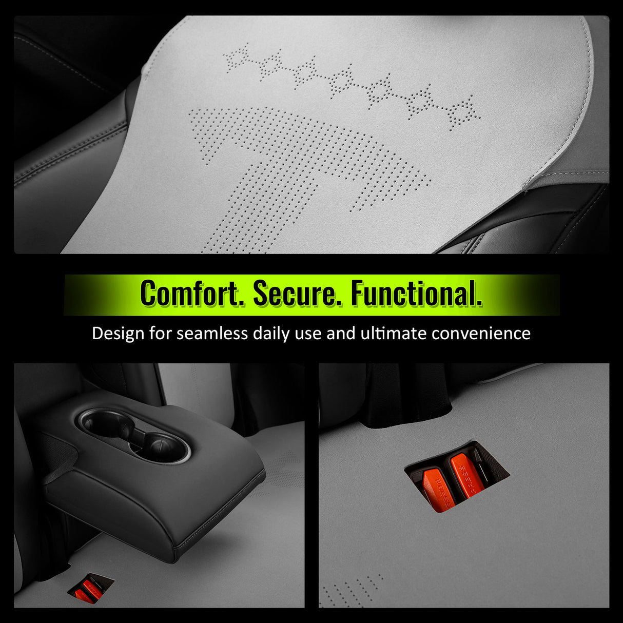2020-2024 Tesla Model Y Seat Covers Cushions V2 Suede Leather