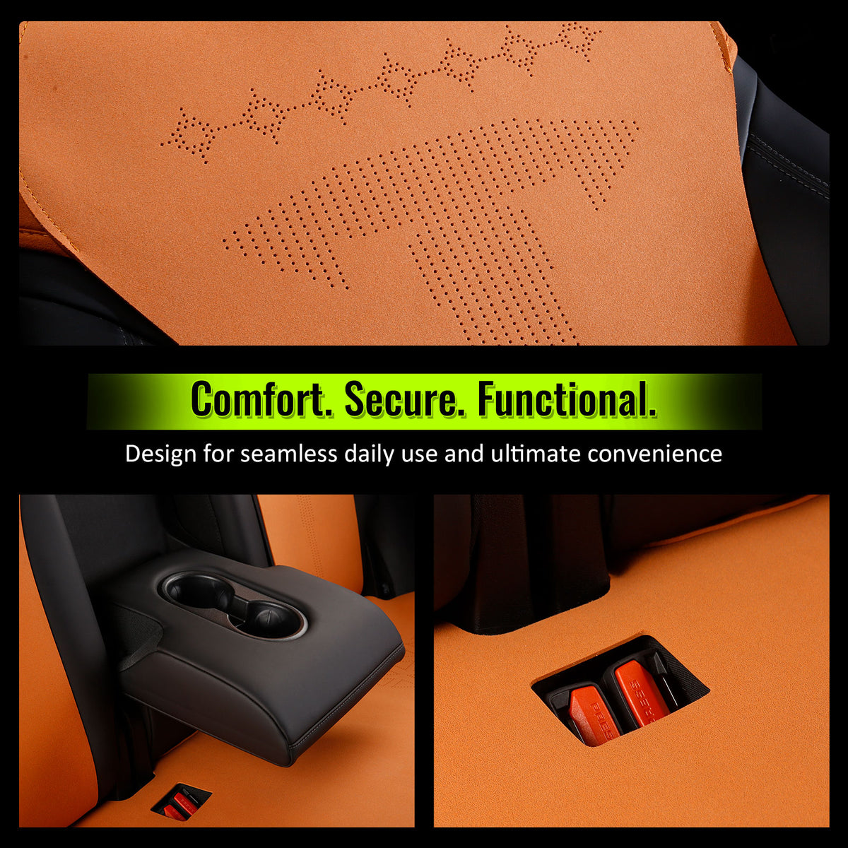 2020-2024 Tesla Model Y Seat Covers Cushions V2 Suede Leather