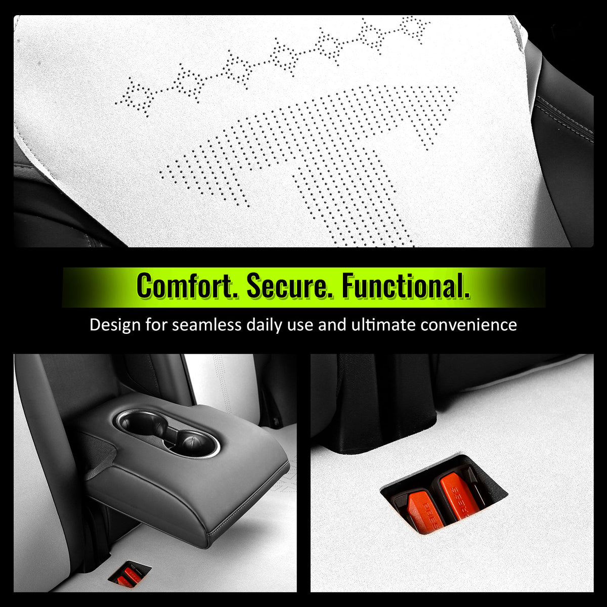2020-2024 Tesla Model Y Seat Covers Cushions V2 Suede Leather
