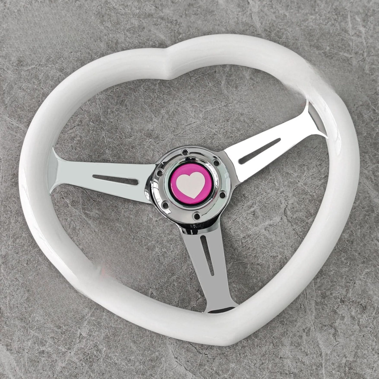 JDM Chrome Bracket Heart Shaped Steering Wheel
