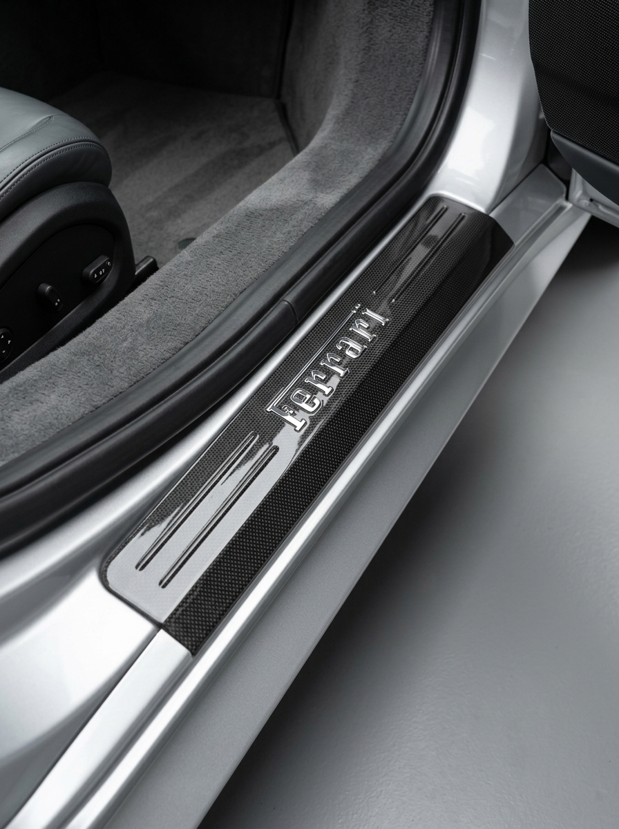 2010-2016 Ferrari 458 Italia Spider Sports Style Door Sill Plates - Dry Carbon Fiber