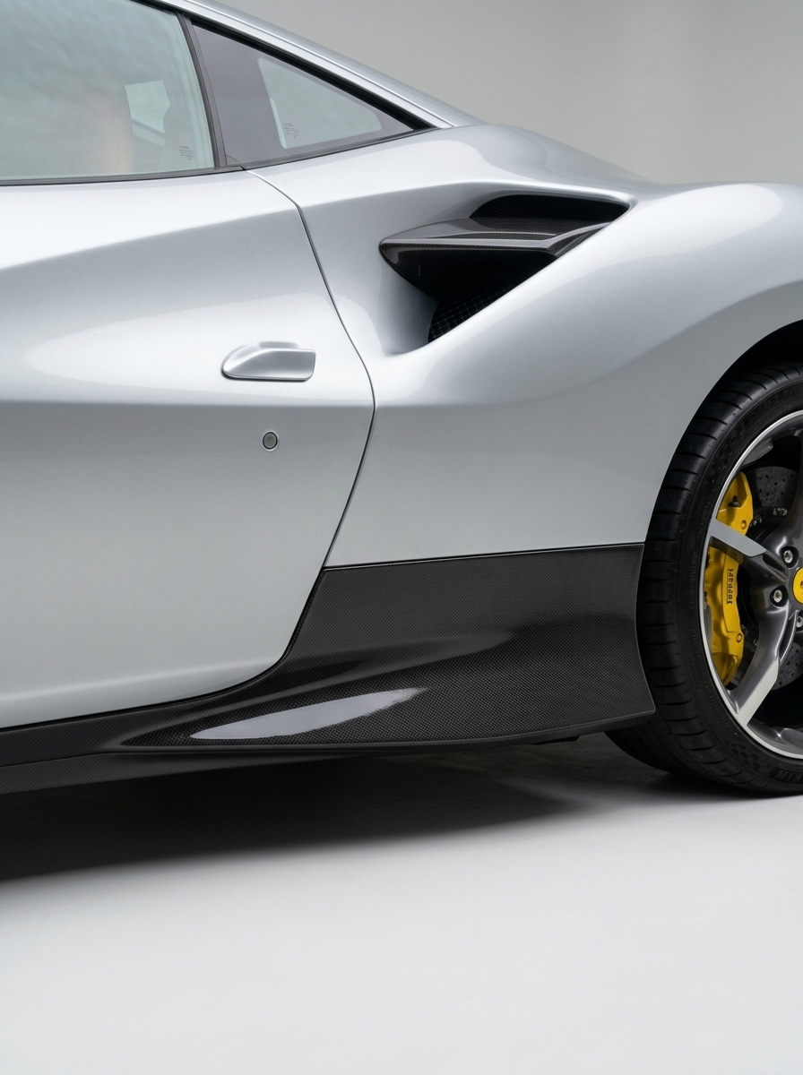 2019+ Ferrari SF90 Stradale Polished Side Skirts - Dry Carbon Fiber