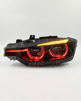 BMW 3 Series F30 / F31 / F35 V3 Smoked Triple-Color LED Headlight Assembly (White / Yellow / Red DRL) 2012 - 2018 (Replaces 63117314531)