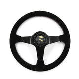 Universal 350mm 3"Deep Dish 6-Bolt Steering Wheel Black Suede Have Faith