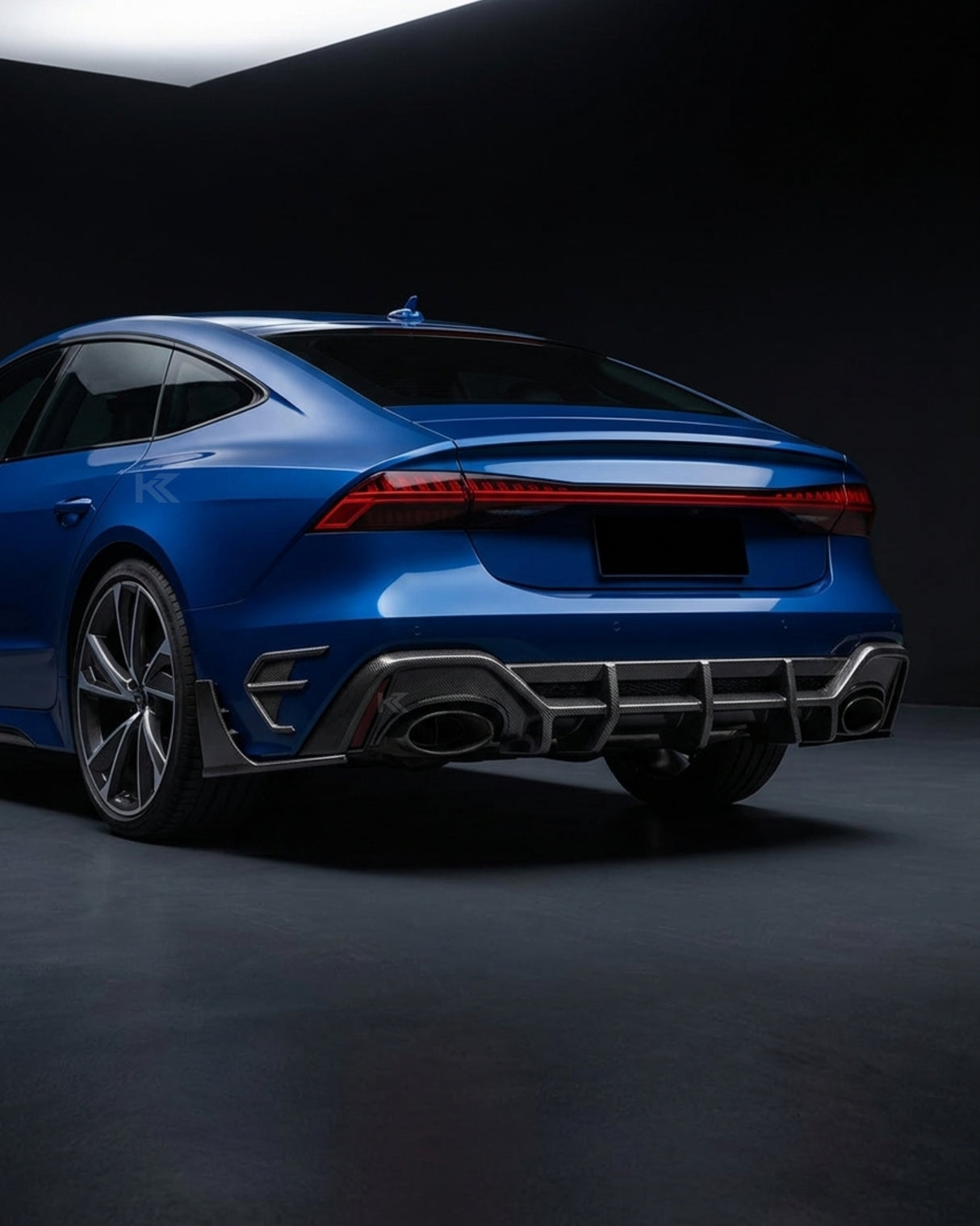 2020–2021 Audi RS7 C8 Sportback Finned Rear Bumper Lip – Dry Carbon Fiber