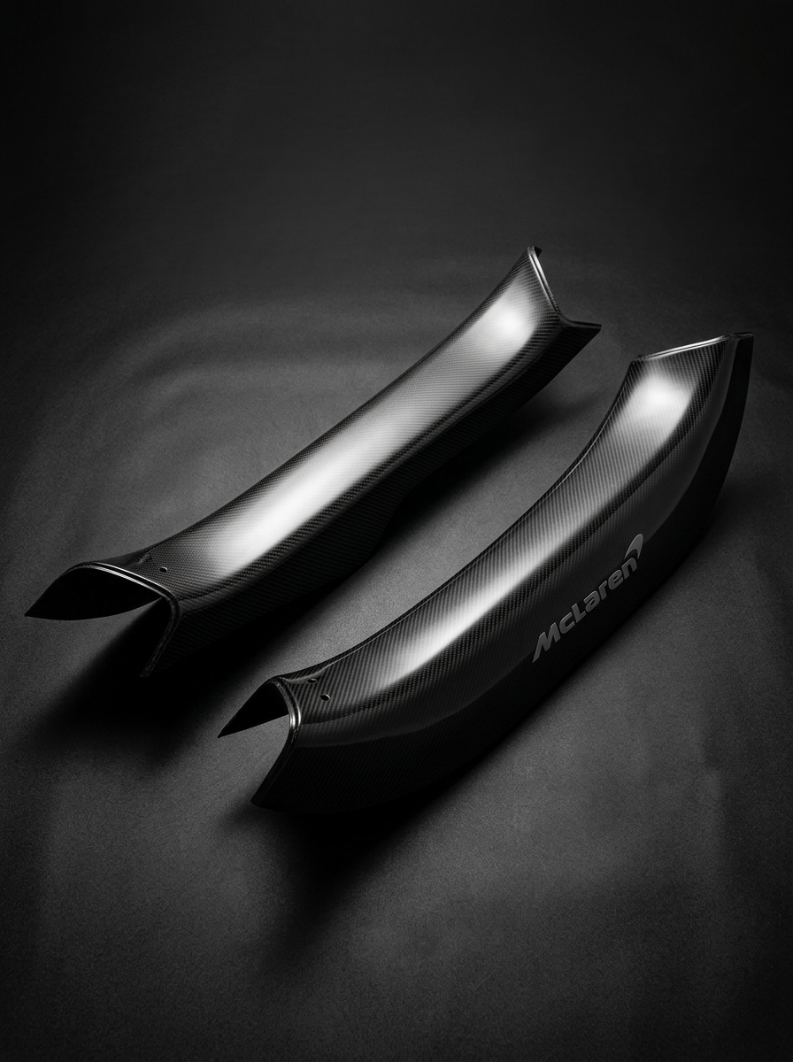McLaren 720S 750S Dry Carbon Fiber Door Sill Trims Polished Finish Pair