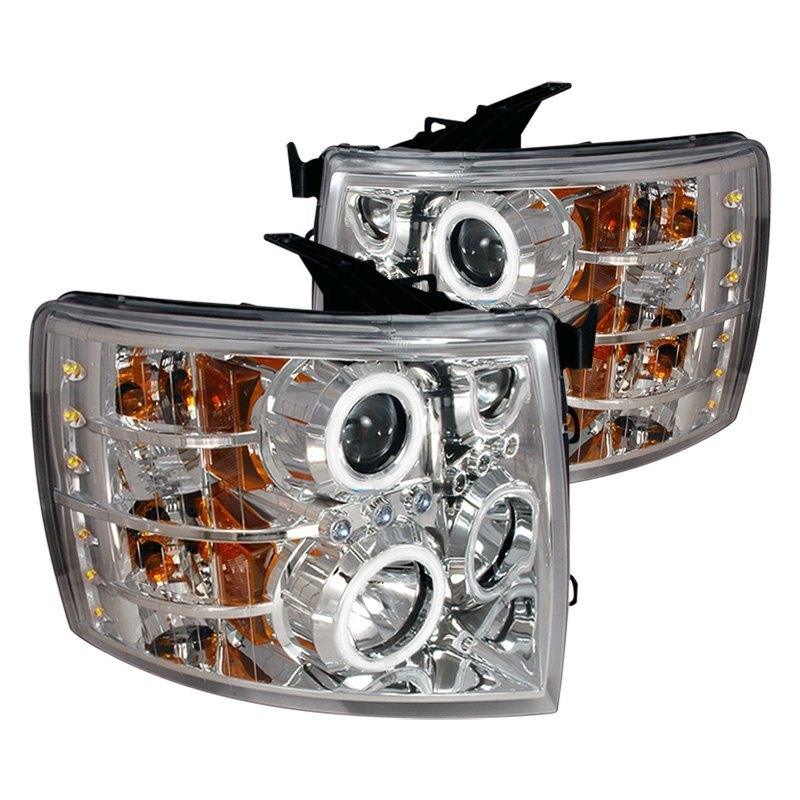 Spec-D Projector Headlights Chevy Silverado [CCFL Halo LED] (07-12) Black / Chrome
