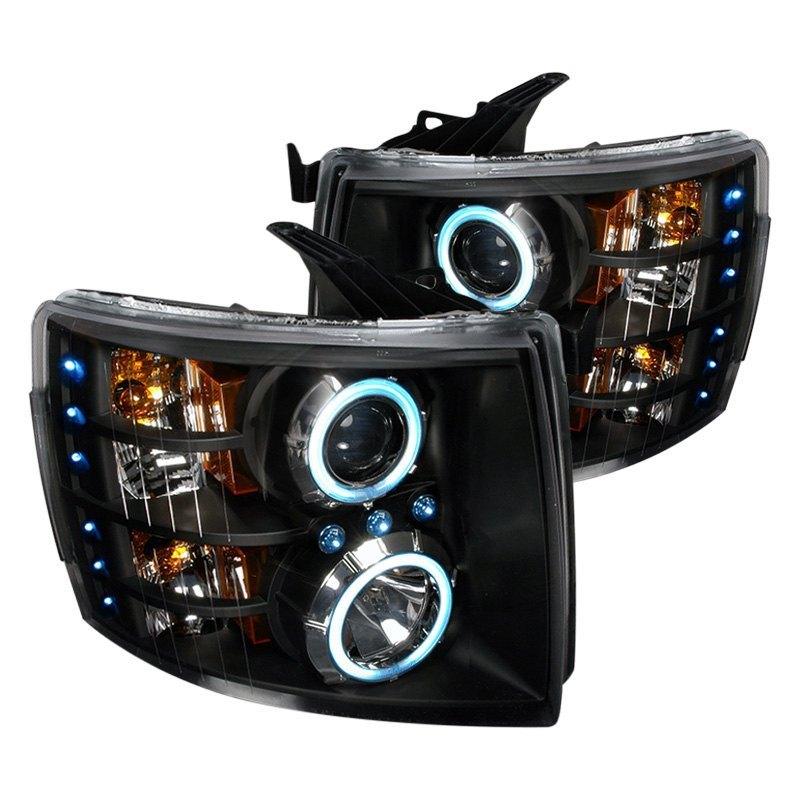 Spec-D Projector Headlights Chevy Silverado [CCFL Halo LED] (07-12) Black / Chrome
