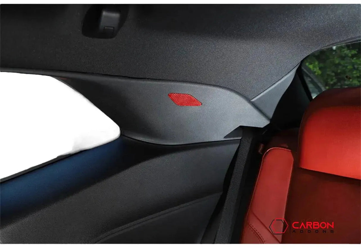 [4pcs] Carbon Fiber Interior Rear Seat Side Trim Overlay for Dodge Challenger 2015-2023