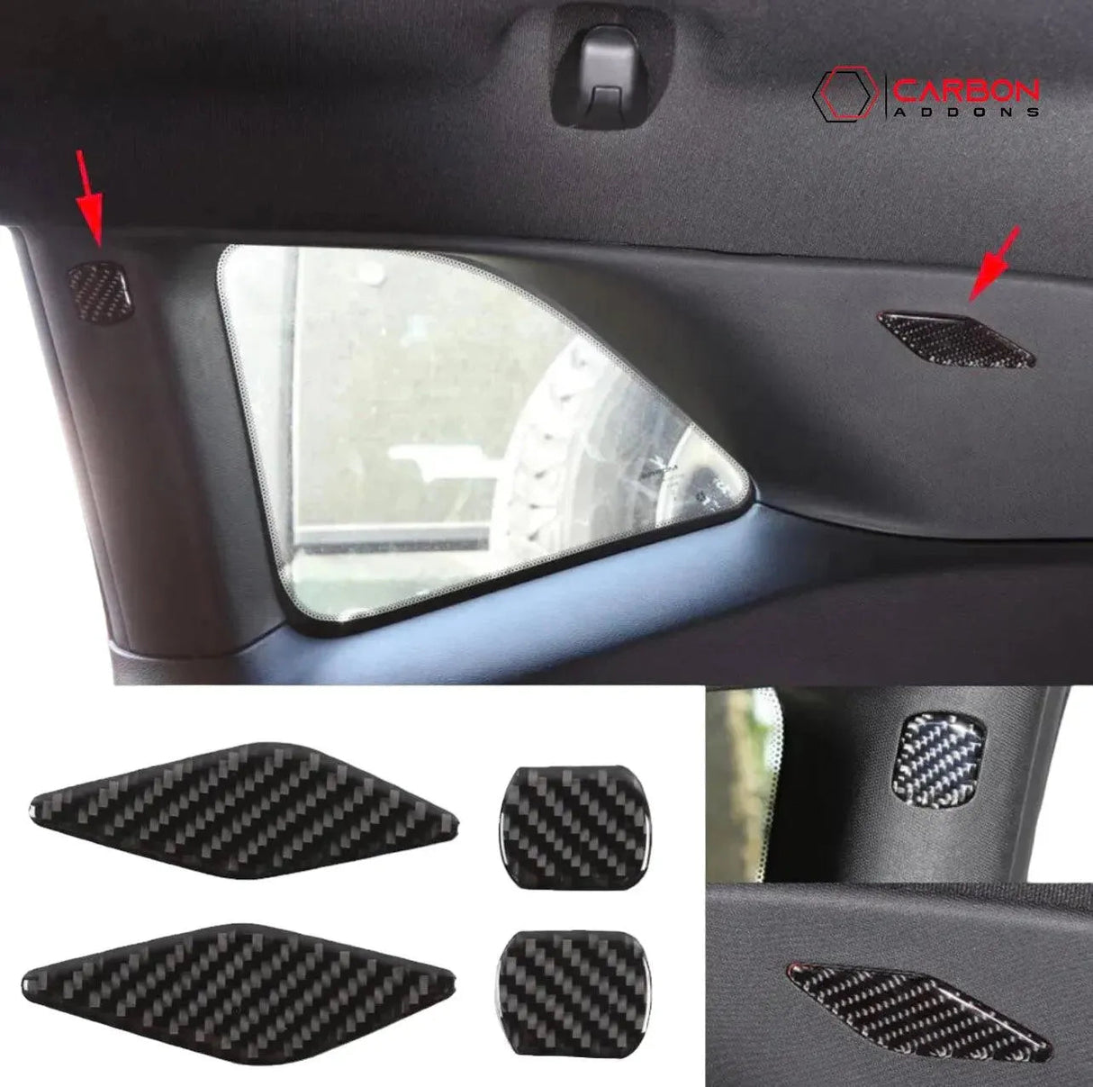 [4pcs] Carbon Fiber Interior Rear Seat Side Trim Overlay for Dodge Challenger 2015-2023